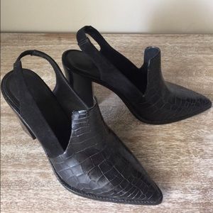 Tibi black croc embossed block heel shoes 8.5